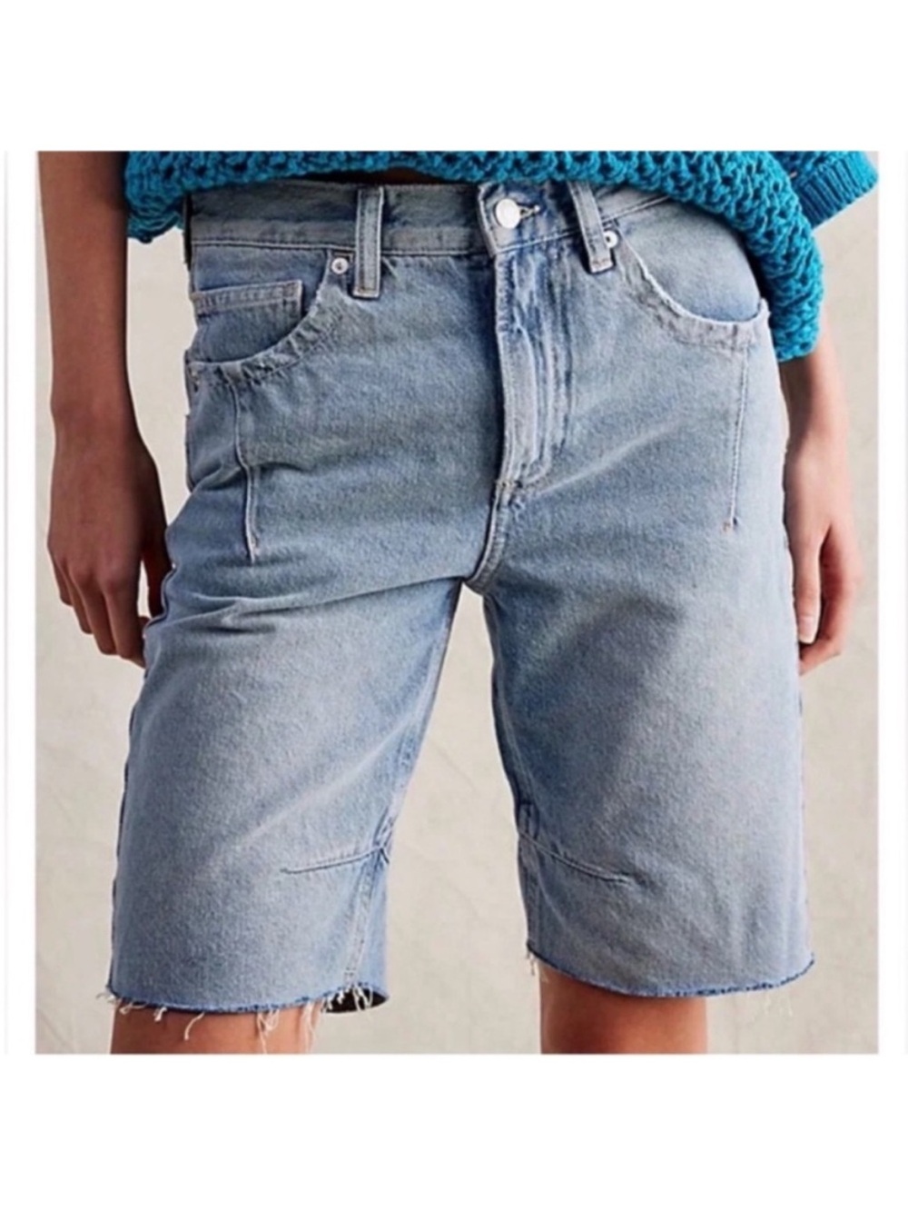 We The Free 27 Shorts Bermuda Ghost Town Long Short Jorts Bodie Blue raw hem NWT - Picture 5 of 13